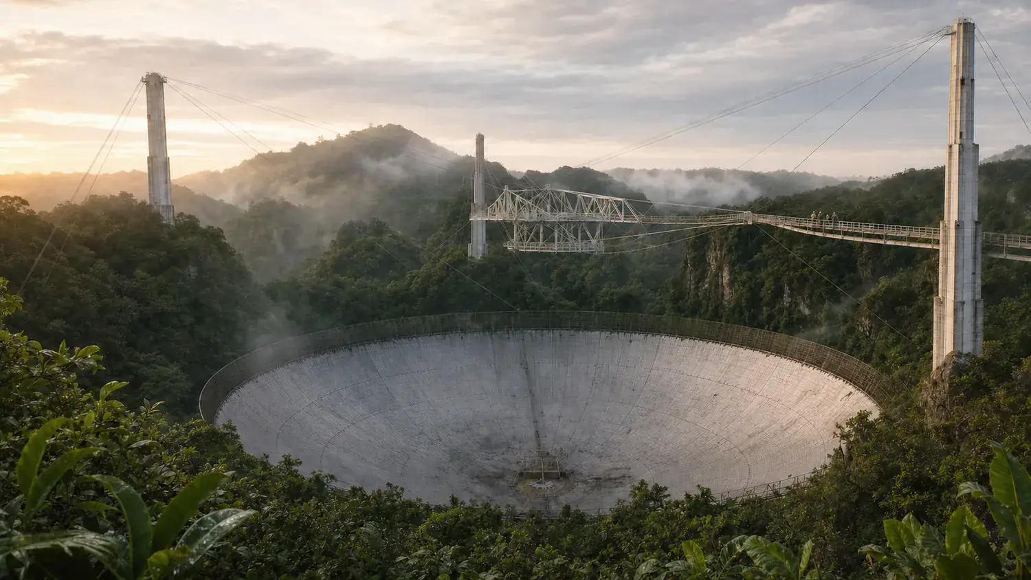 The Arecibo radio telescope during the 1974 transmission